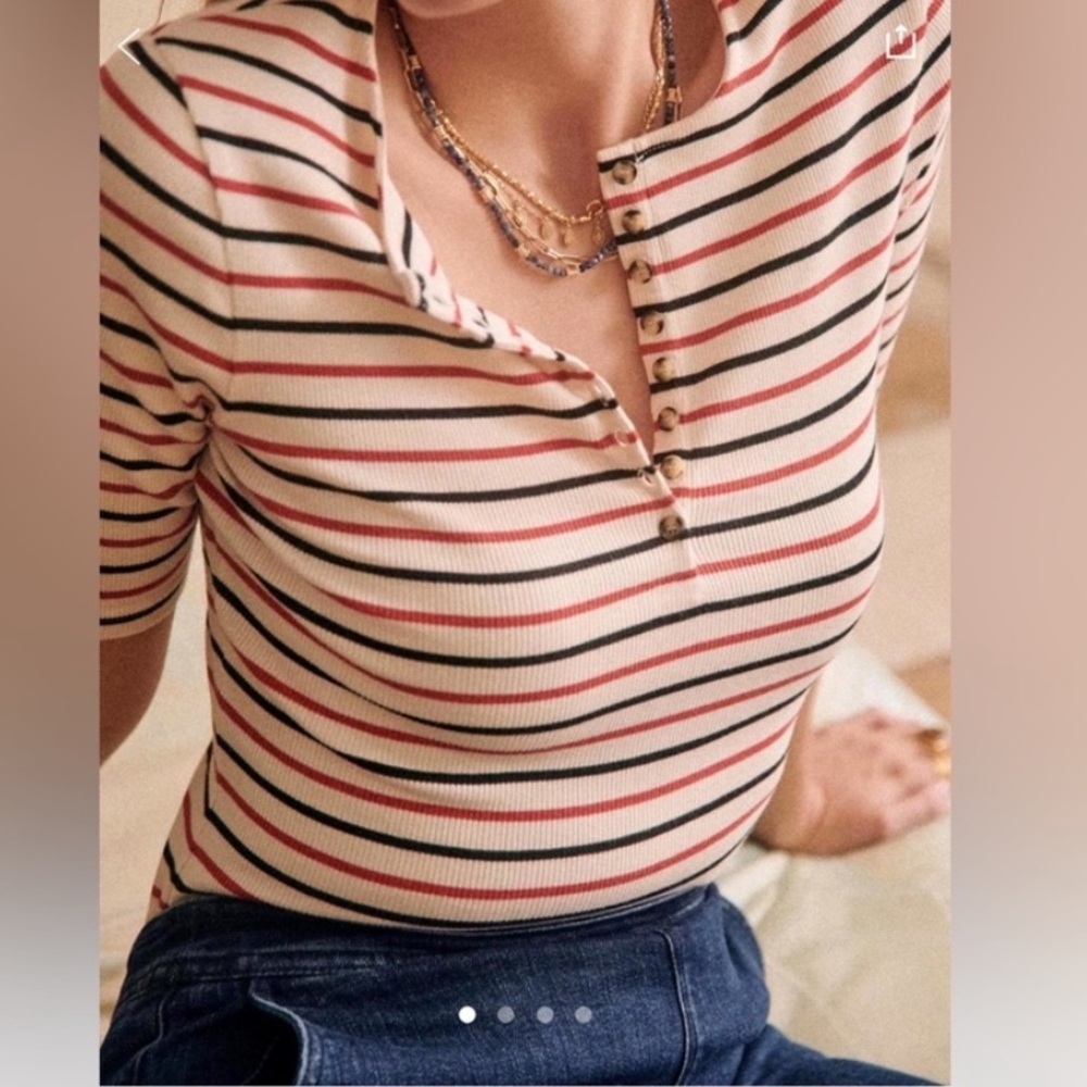 Sezane Theodora top blue white red striped M
